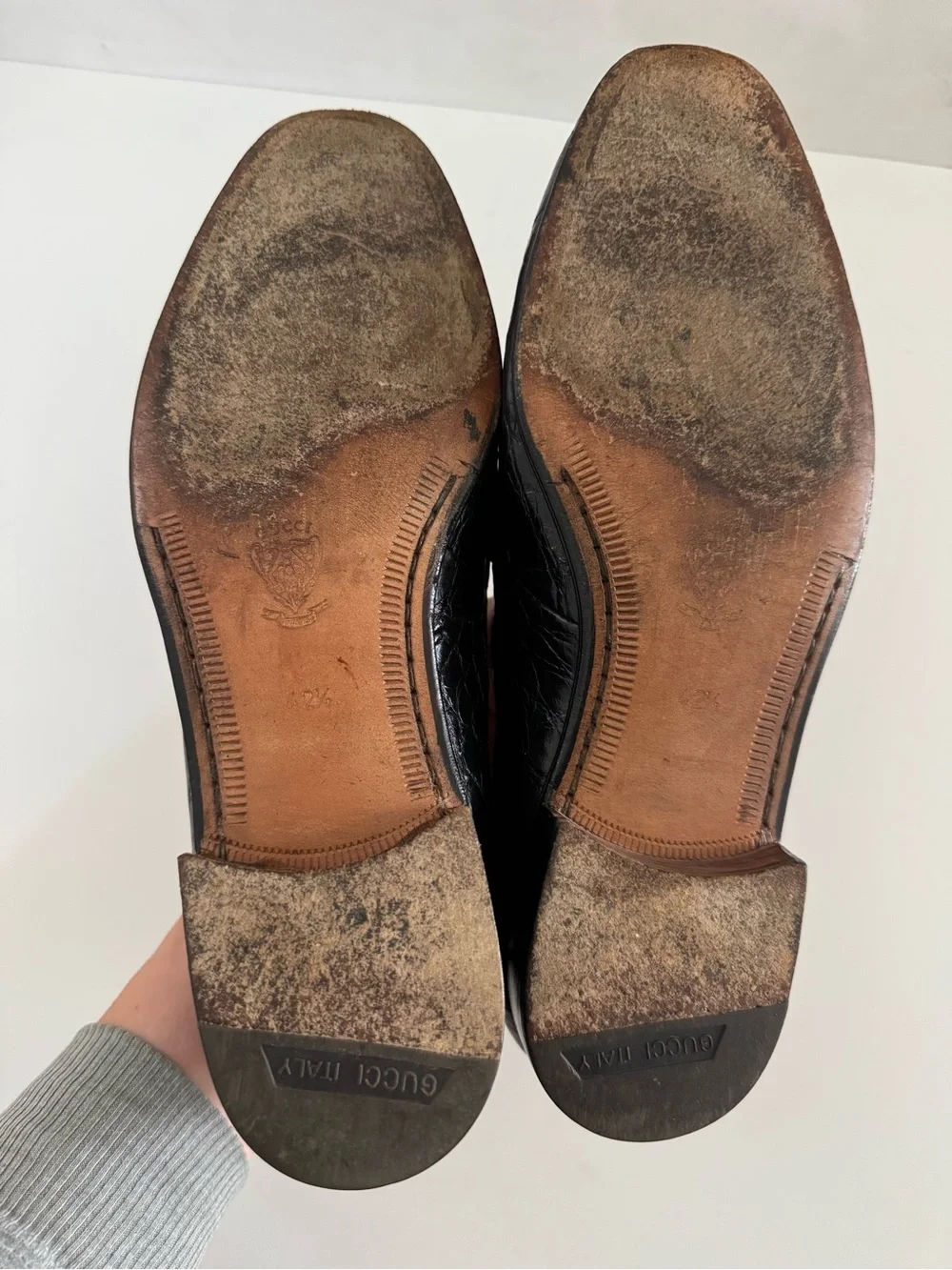 Gucci Vintage Black- Horsebit crocodile-embossed loafers Shoes  Sz 42.5-US 9-9.5